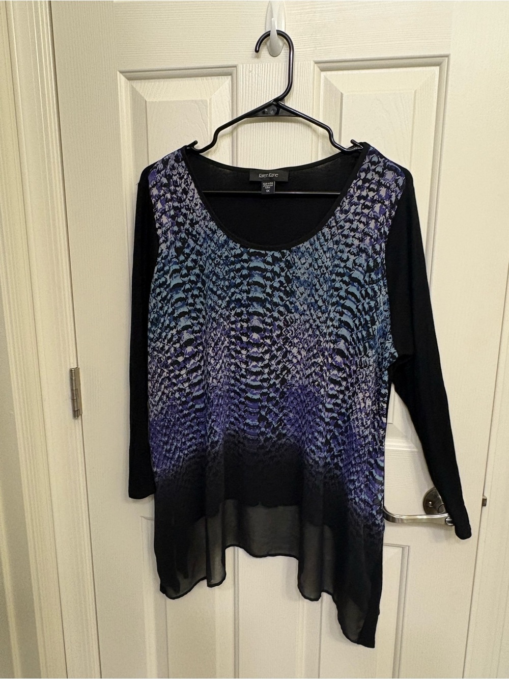 1X- Karen Kane Blue-Purple Sheer Ombre Scoop Neck Tunic